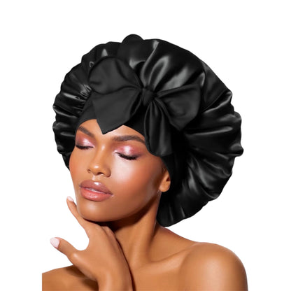 BONNET QUEEN Silk Bonnet, Satin Bonnet, Red Burgundy Silk Scarf Night Cap, for Curly Hair, for Sleeping, Hair Wrap, for Women & Men, Adjustable, with Tie Band