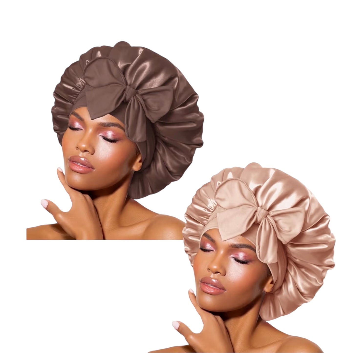 BONNET QUEEN Silk Bonnet, Satin Bonnet, Red Burgundy Silk Scarf Night Cap, for Curly Hair, for Sleeping, Hair Wrap, for Women & Men, Adjustable, with Tie Band