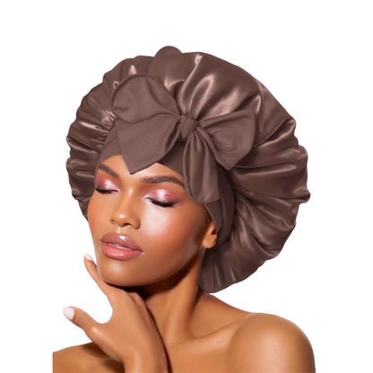 BONNET QUEEN Silk Bonnet, Satin Bonnet, Red Burgundy Silk Scarf Night Cap, for Curly Hair, for Sleeping, Hair Wrap, for Women & Men, Adjustable, with Tie Band