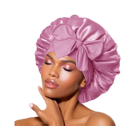 BONNET QUEEN Silk Bonnet, Satin Bonnet, Red Burgundy Silk Scarf Night Cap, for Curly Hair, for Sleeping, Hair Wrap, for Women & Men, Adjustable, with Tie Band