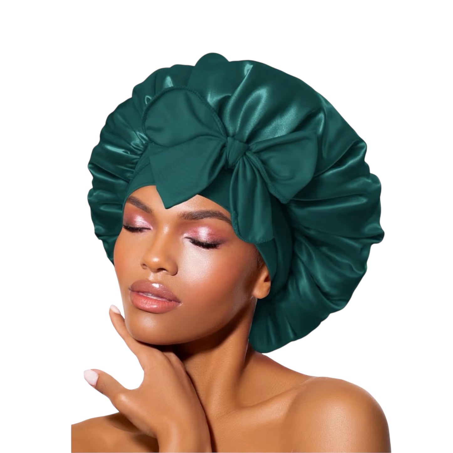 BONNET QUEEN Silk Bonnet, Satin Bonnet, Red Burgundy Silk Scarf Night Cap, for Curly Hair, for Sleeping, Hair Wrap, for Women & Men, Adjustable, with Tie Band