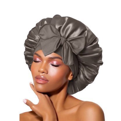 BONNET QUEEN Silk Bonnet, Satin Bonnet, Red Burgundy Silk Scarf Night Cap, for Curly Hair, for Sleeping, Hair Wrap, for Women & Men, Adjustable, with Tie Band