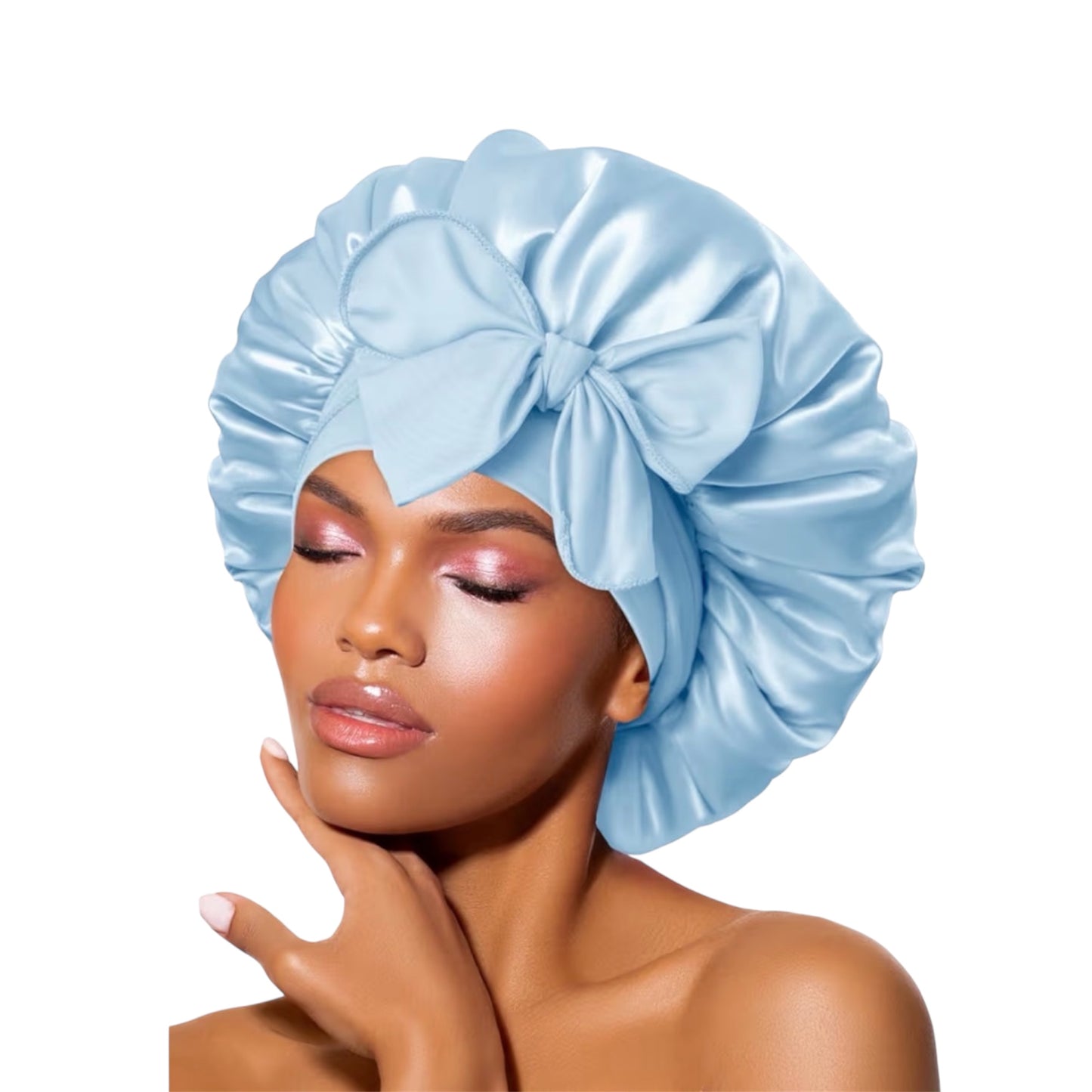 BONNET QUEEN Silk Bonnet, Satin Bonnet, Red Burgundy Silk Scarf Night Cap, for Curly Hair, for Sleeping, Hair Wrap, for Women & Men, Adjustable, with Tie Band