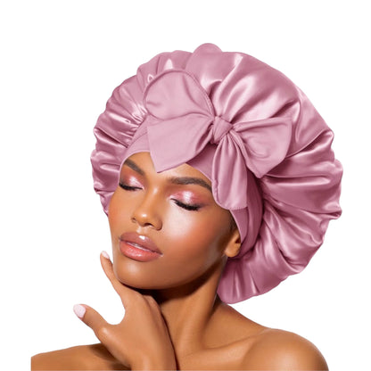 BONNET QUEEN Silk Bonnet, Satin Bonnet, Red Burgundy Silk Scarf Night Cap, for Curly Hair, for Sleeping, Hair Wrap, for Women & Men, Adjustable, with Tie Band