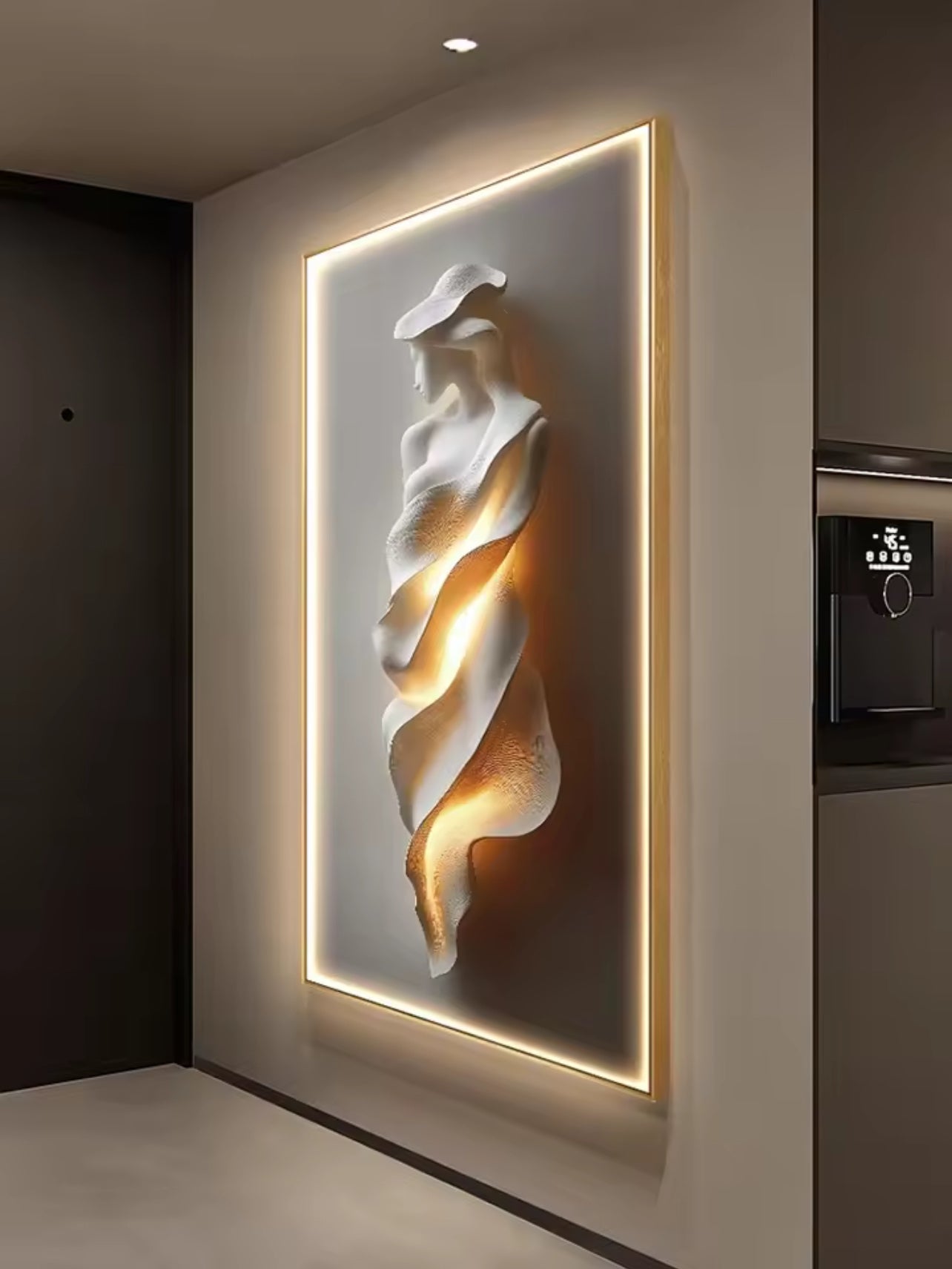 2025 Modern Light Luxury Entrance Wall Art with Lamp – Abstract Corridor Decoration