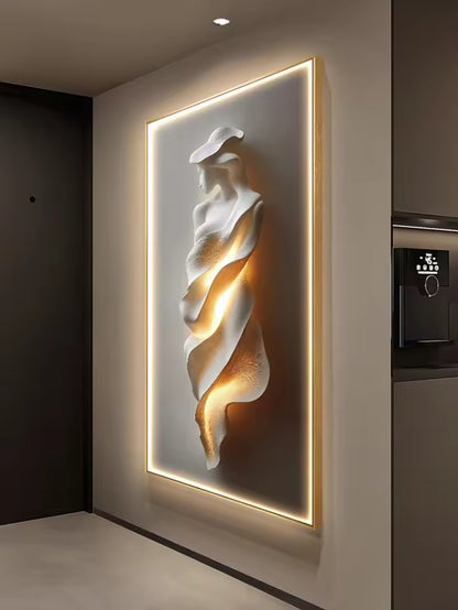2025 Modern Light Luxury Entrance Wall Art with Lamp – Abstract Corridor Decoration
