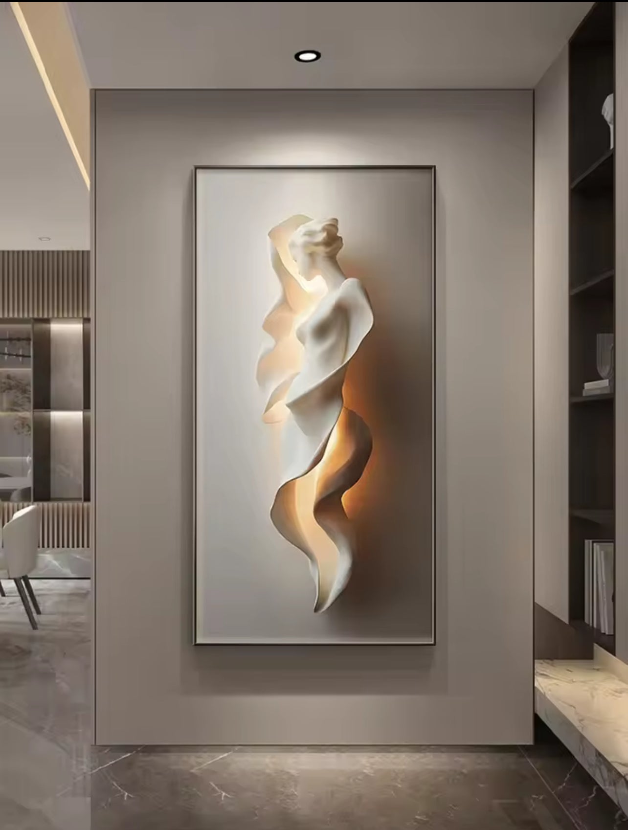 2025 Modern Light Luxury Entrance Wall Art with Lamp – Abstract Corridor Decoration