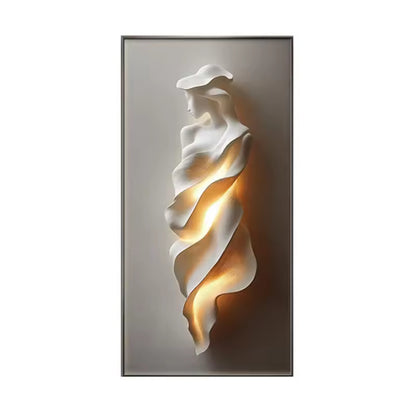 2025 Modern Light Luxury Entrance Wall Art with Lamp – Abstract Corridor Decoration