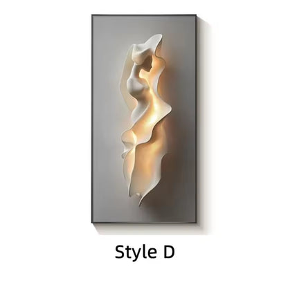 2025 Modern Light Luxury Entrance Wall Art with Lamp – Abstract Corridor Decoration