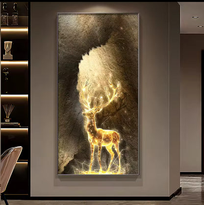 Light Luxury Reindeer LED Hanging Painting – Entrance & Living Room Décor