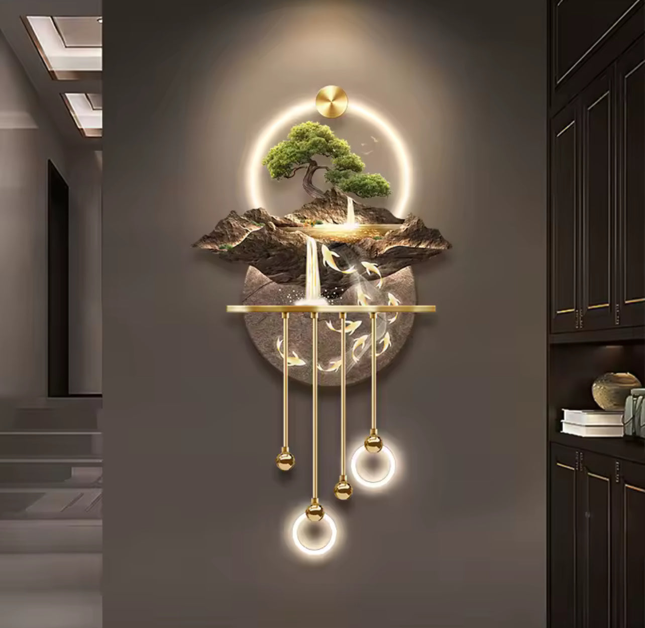 Luxury Abstract Plant LED Hanging Painting – Entrance & Corridor Pendant Lamp