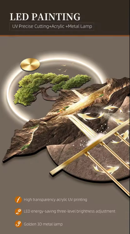 Luxury Abstract Plant LED Hanging Painting – Entrance & Corridor Pendant Lamp
