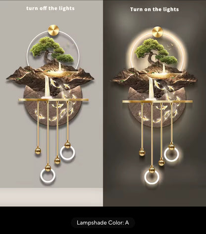 Luxury Abstract Plant LED Hanging Painting – Entrance & Corridor Pendant Lamp