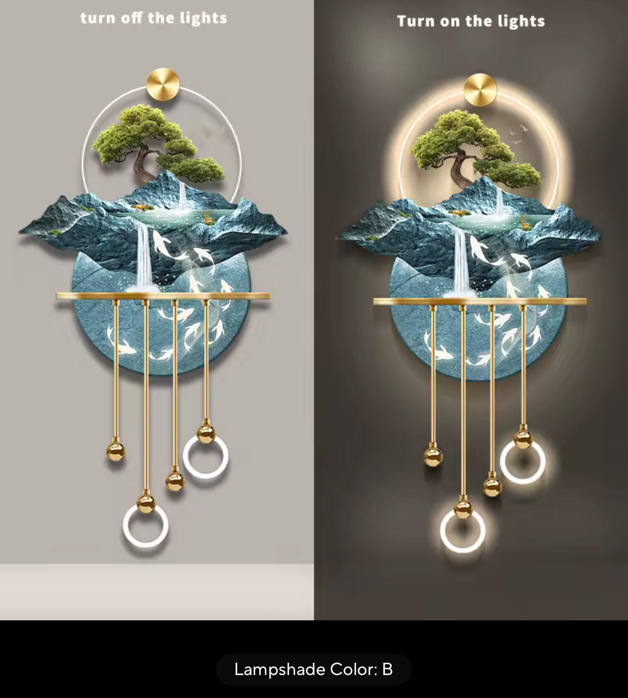Luxury Abstract Plant LED Hanging Painting – Entrance & Corridor Pendant Lamp