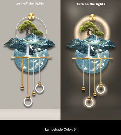 Luxury Abstract Plant LED Hanging Painting – Entrance & Corridor Pendant Lamp