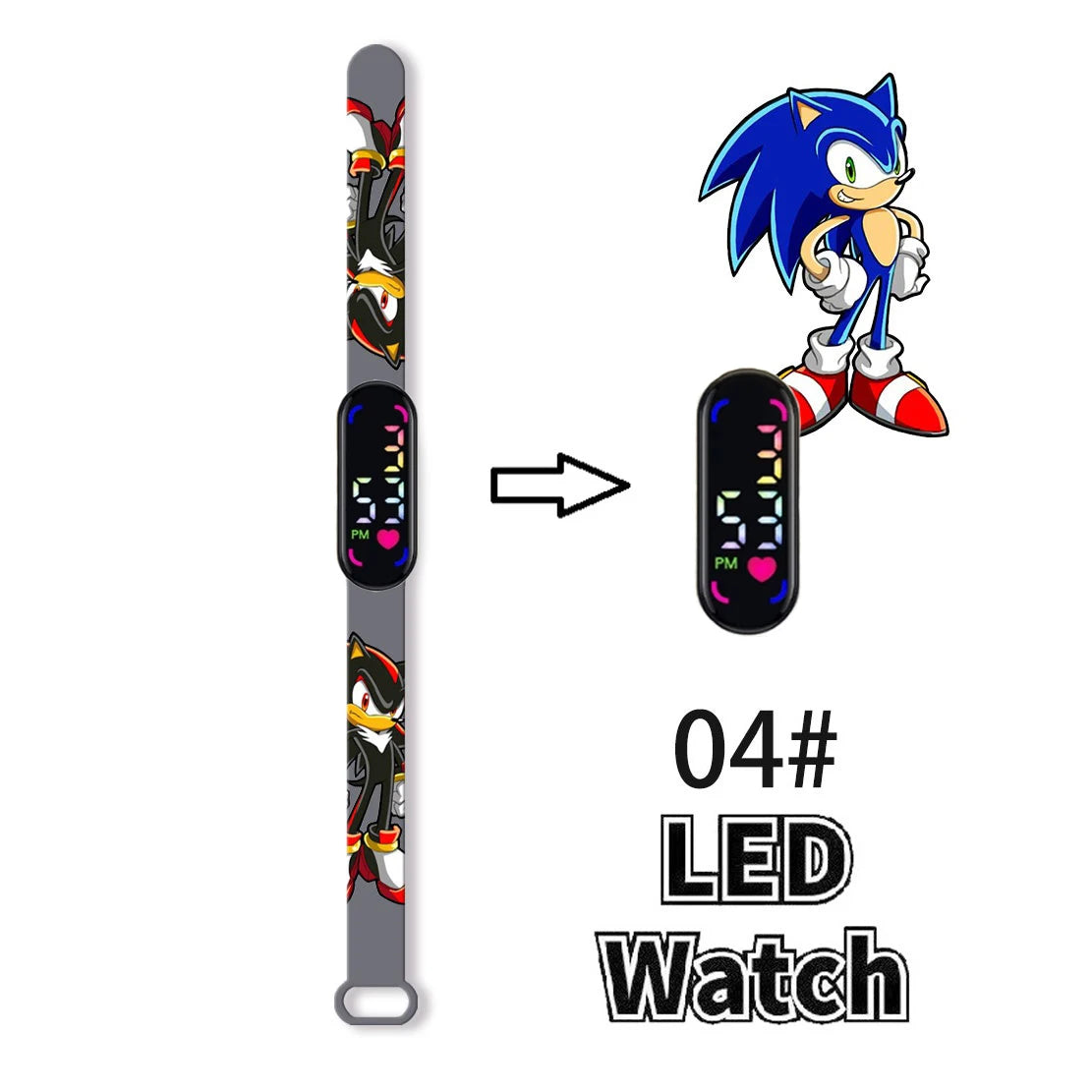Sonic Children'S Watches Anime Character Luigi Luminous Bracelet Watch LED Touch Waterproof Sports Kids Gifts Watch