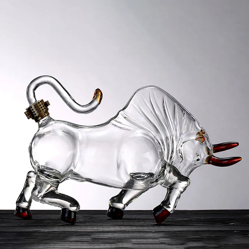 1000Ml Cattle Glass the Wine Bottle Fruit Juice Whisky Borosilicate Animal Arts and Crafts Ornament Decoration for Bar Gift