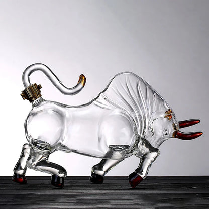 1000Ml Cattle Glass the Wine Bottle Fruit Juice Whisky Borosilicate Animal Arts and Crafts Ornament Decoration for Bar Gift