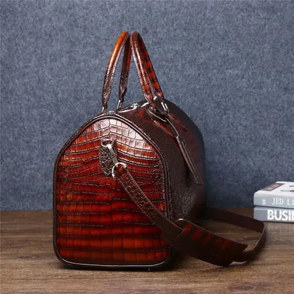 2025 New Fashion Men'S Bags Alligator Crocodile Pattern Cow Leather Travel Bags Handbags Men Shoulder Bag Luggage Laptop Bags