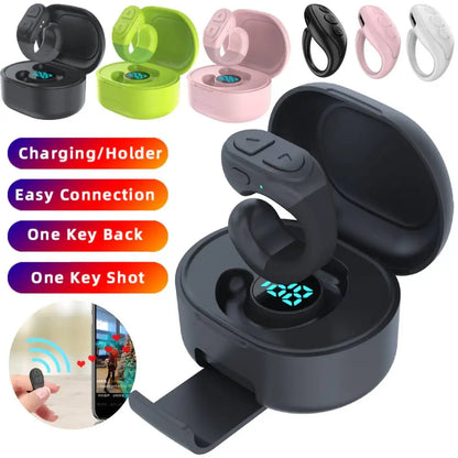For Tiktok Fingertip Remote Control Scrolling Ring Wireless Camera Shutter Selfie Button Bluetooth Page Turner for Ios Android