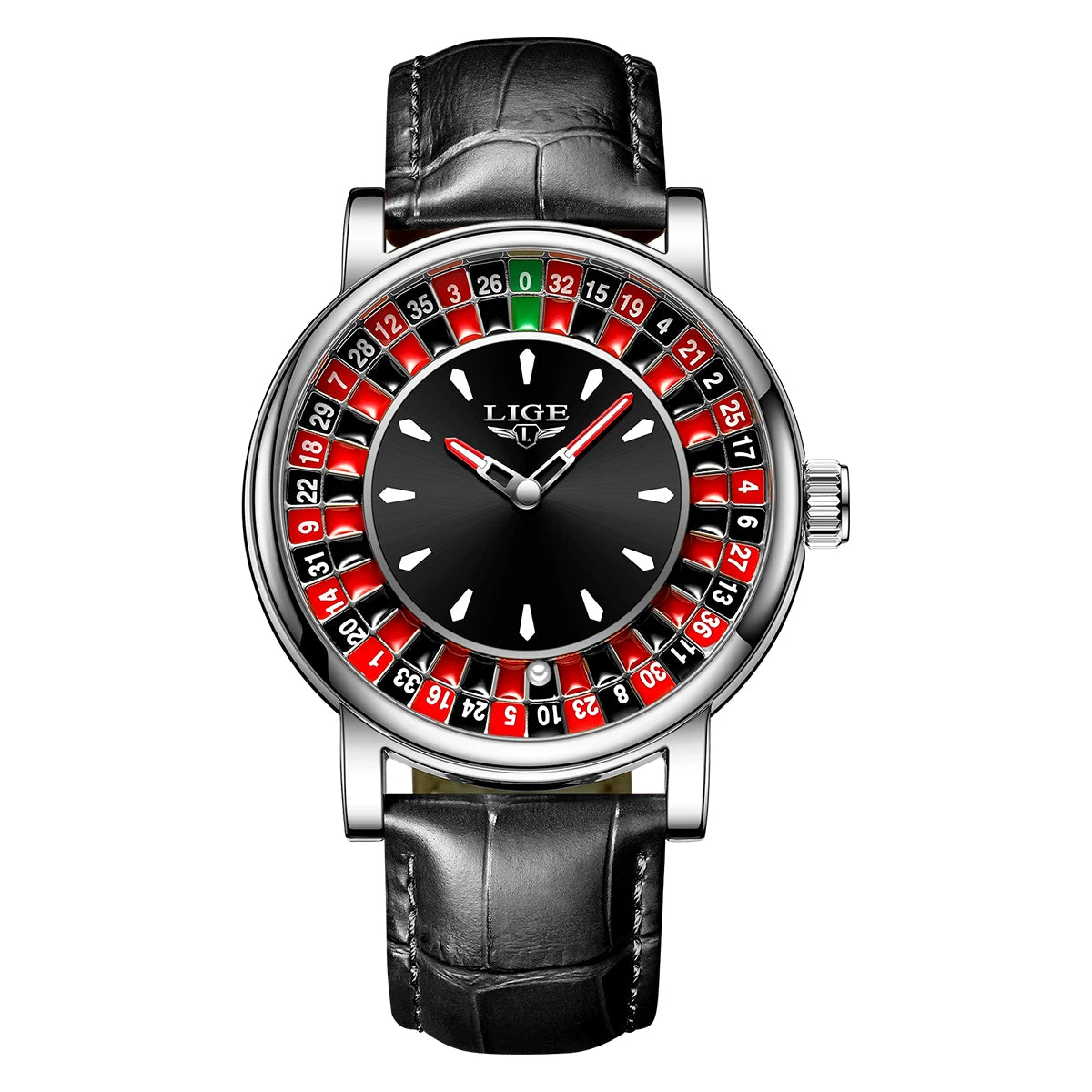 Quartz Man Watch Fashion Luxury Creative Roulette Game Dial Design Leather Casual Life Waterproof Watches for Men Gifts+Box
