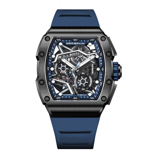 2025 Fashion Customized Mens Watch Skeleton Automatic Mechanical Movement Watches for Man Luxury Brand Rubber Strap Reloj Hombre
