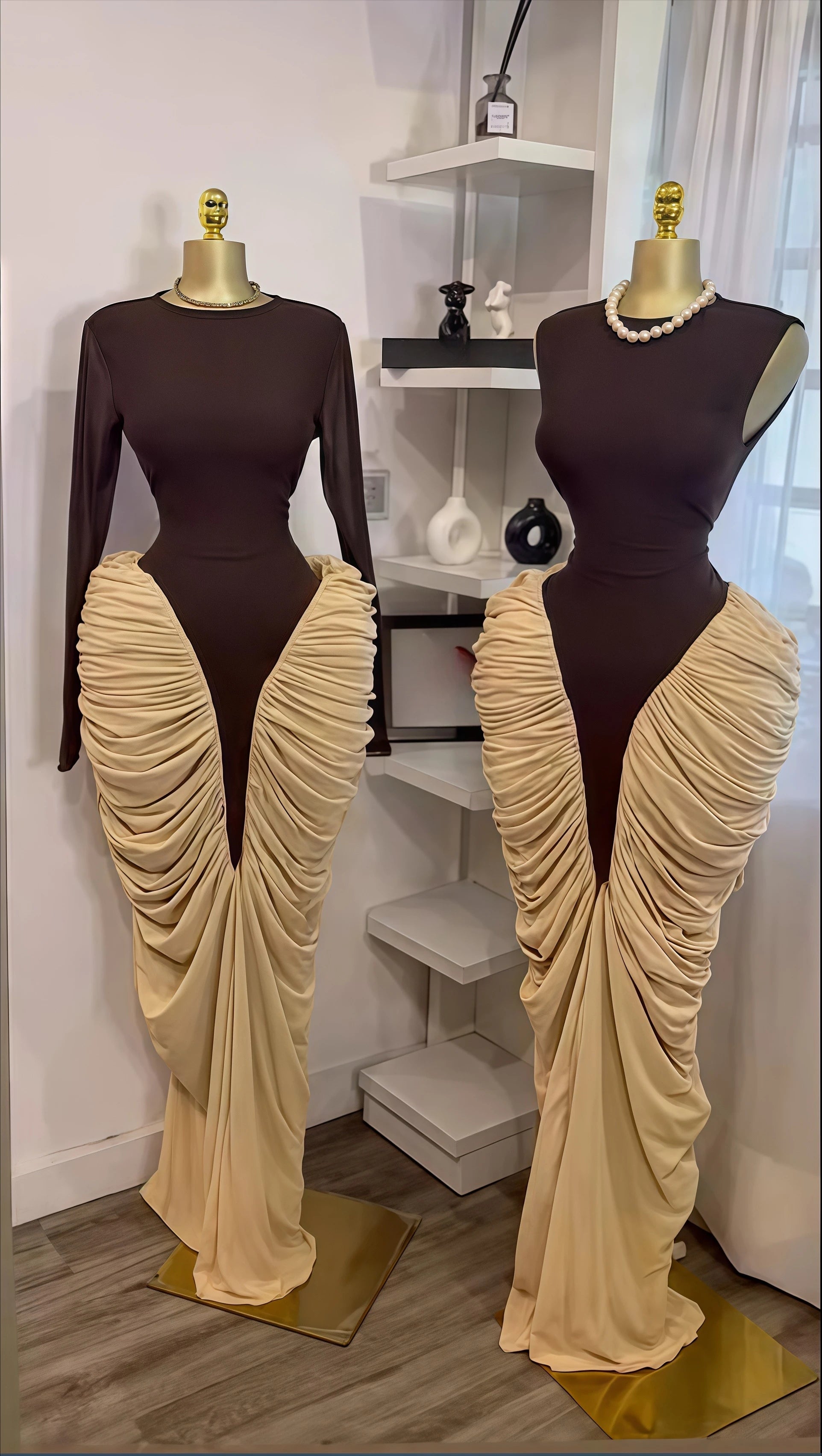 Women Long Sleeve Patchwork Ruched Stacked Lace up Smock Maxi Long Dress 2025 Vacation Party Birthday Dresses Vestidos