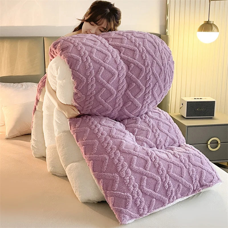Comfortable Double-Sided Velvet Quilt Core Bedroom Velvet Thickened Blanket Home Lamb Fleece Quilt Warm Quilt Core Comfortable