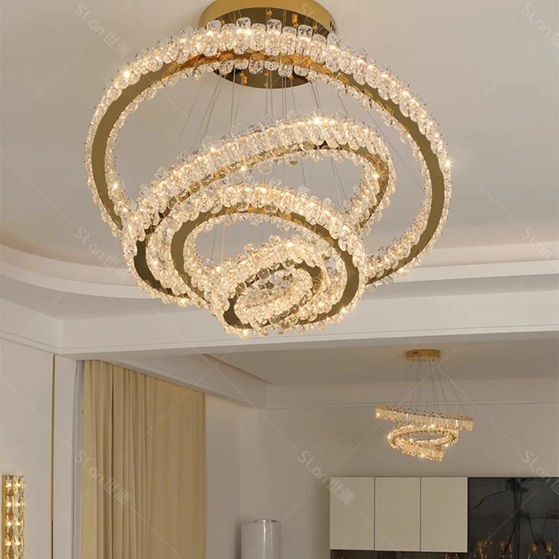 Modern Home Decoration Crystal Chandelier, Stair Pendant Lamp, Living Room Pendant Lights, Interior Lighting
