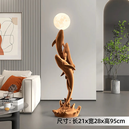 Home Decor Luminous Whale Statue Large Floor Decor Nordic Living Room Auspicious Animal Sculpture Art Ornament Housewarming Gift