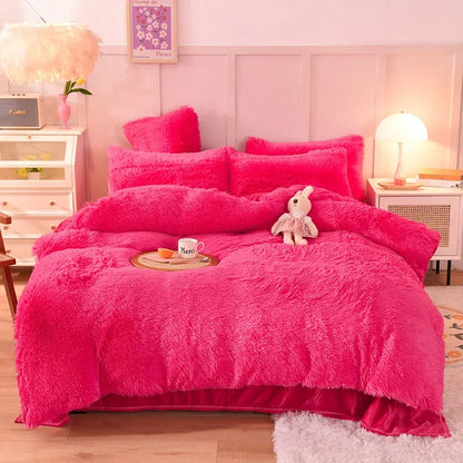 3/4PCS Luxurious Plush Duvet Cover Set – Cozy & Soft Bedding, Perfect for Bedroom Comfort, Ideal for Guest Rooms and Dorm Aesth