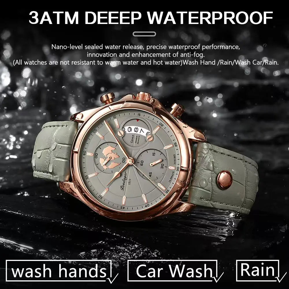 Sports Casual Man Watch Date Waterproof Luminous Leather Chronograph Men'S Watch Business Luxury Quartz Watches for Men