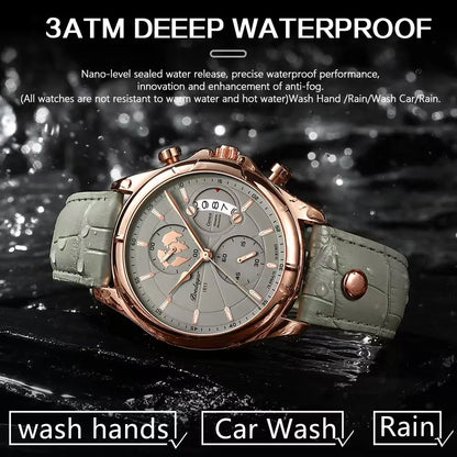 Sports Casual Man Watch Date Waterproof Luminous Leather Chronograph Men'S Watch Business Luxury Quartz Watches for Men