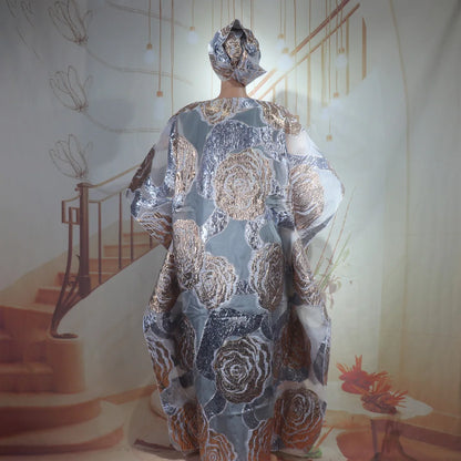 Fashion African Two-Piece Set Women'S Dress with Headscarf Turkish Style Clothing Ethnic Wear