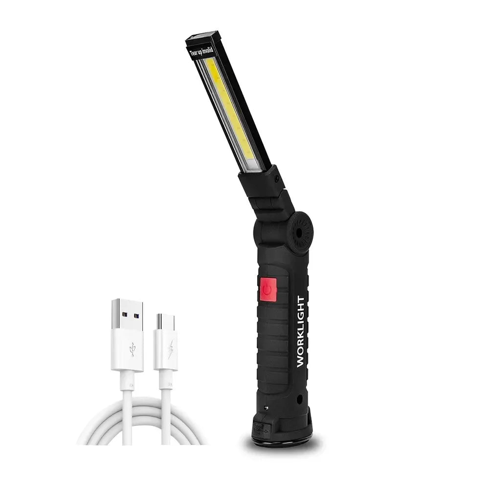 New Portable COB LED Flashlight USB Rechargeable Work Light Magnetic Lanterna Hanging Lamp with Built-In Battery Camping Torch