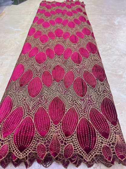 Latest African Handcut Velvet Lace Fabric High Quality Party Dress Asoebi 2025 Luxury Embroidery Nigerian Lace Fabric