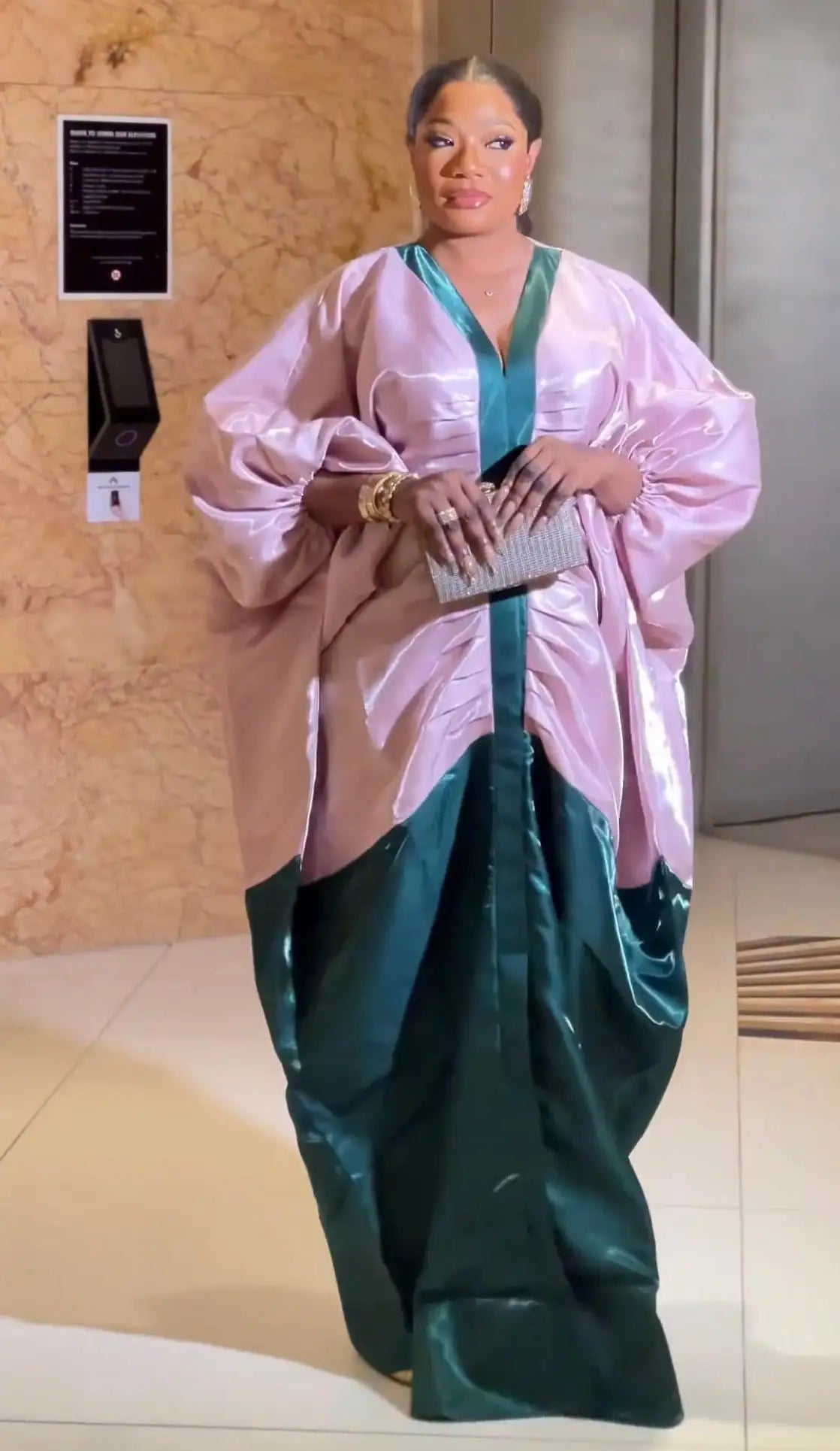 Women Shiny Bubu Kaftan Dresses for Church African Ladiestraditional Long Loose Patchwork V Neck Gowns Dashiki Africa Clothing