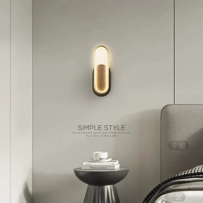 Bedroom Headboard Wall Lamp All Copper Atmosphere Lamp Nordic Minimalist Creative Staircase Light Living Room Background Light