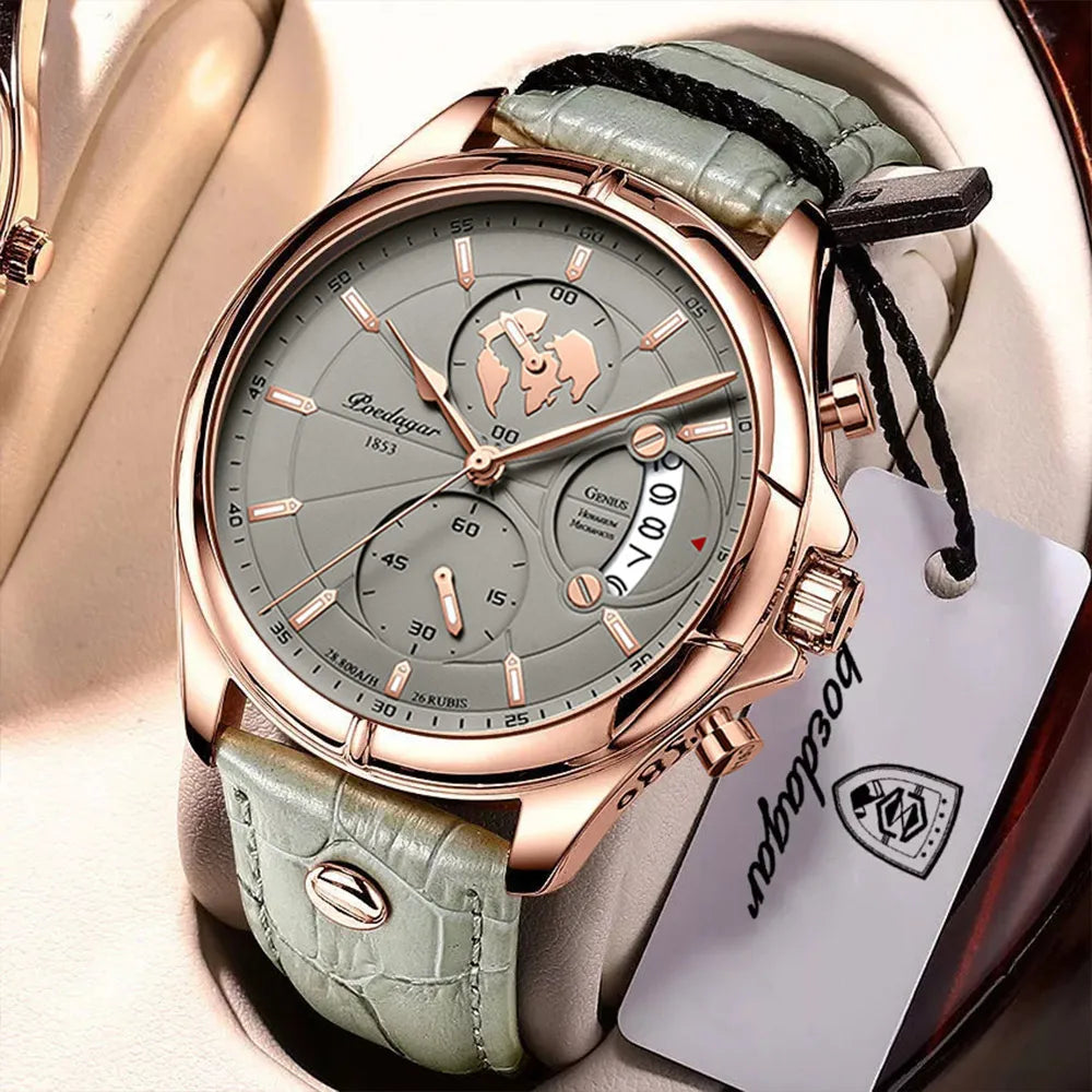Sports Casual Man Watch Date Waterproof Luminous Leather Chronograph Men'S Watch Business Luxury Quartz Watches for Men