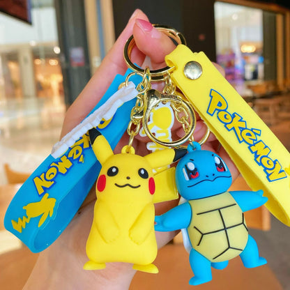 Pokemon Keychain Anime Cartoon Pikachu Creative Key Chain Ornaments Dolls Eevee Psyduck Rowlet for Kids Toys Bag Pendant Gifts