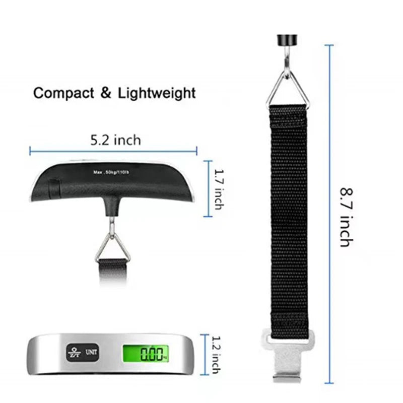 Portable Scale Digital LCD Display 110Lb/50Kg Electronic Luggage Hanging Suitcase Travel Weighs Baggage Bag Weight Balance Tools
