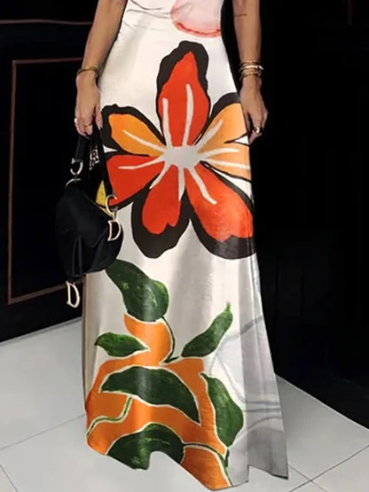 Freeacy Women'S Floral Printed Halter Maxi Dress 2025 New Off-Shoulder Sleeveless Elegant Party Dresses Slim Fit Evening Gowns