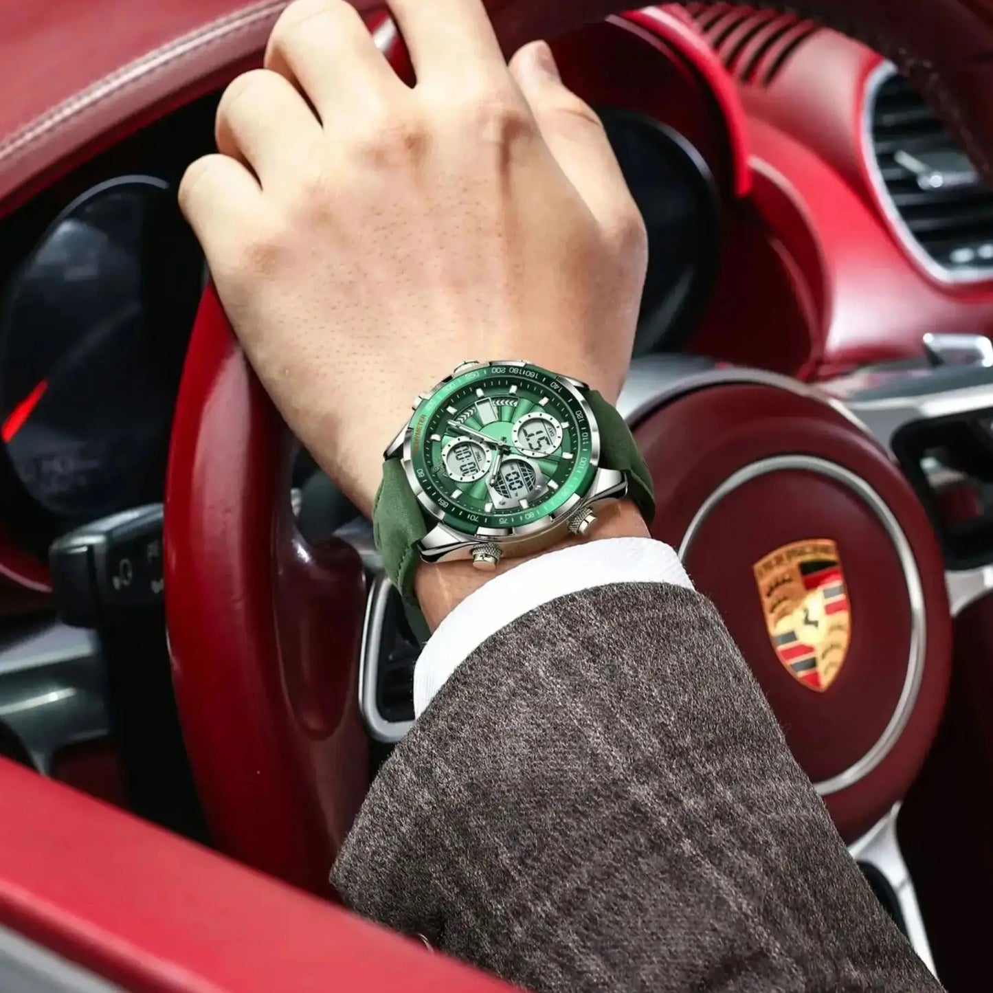 LED Luxury Men Watch Luminous Week Date Dual Time Display Digital Man Clock Alarm Electronic Men'S Quartz Watches Reloj