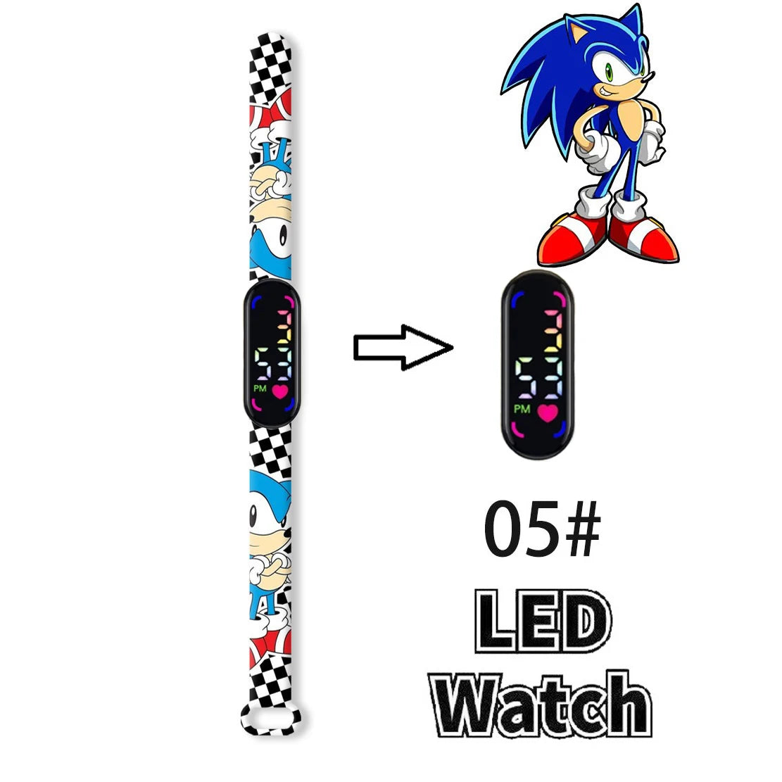 Sonic Children'S Watches Anime Character Luigi Luminous Bracelet Watch LED Touch Waterproof Sports Kids Gifts Watch