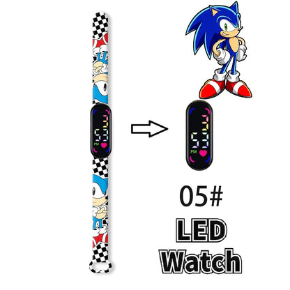 Sonic Children'S Watches Anime Character Luigi Luminous Bracelet Watch LED Touch Waterproof Sports Kids Gifts Watch