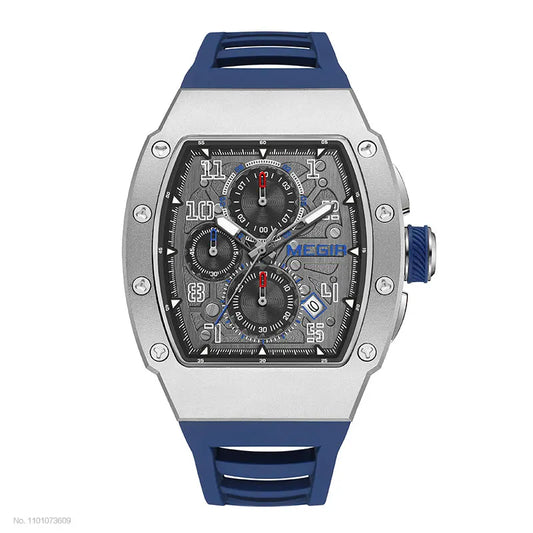316 Stainless Steel Quartz Watch for Men Fashion Waterproof Luminous Chronograph Wristwatch with Auto Date Silicone Strap