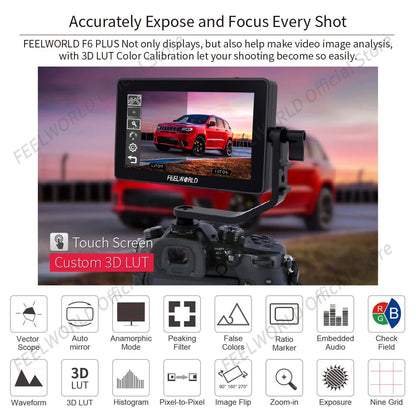 F6 plus V2 6 Inch 3D LUT Touch Screen Camera DSLR Field Monitor IPS FHD 1920X1080 Video Focus Assist Support 4K HDMI