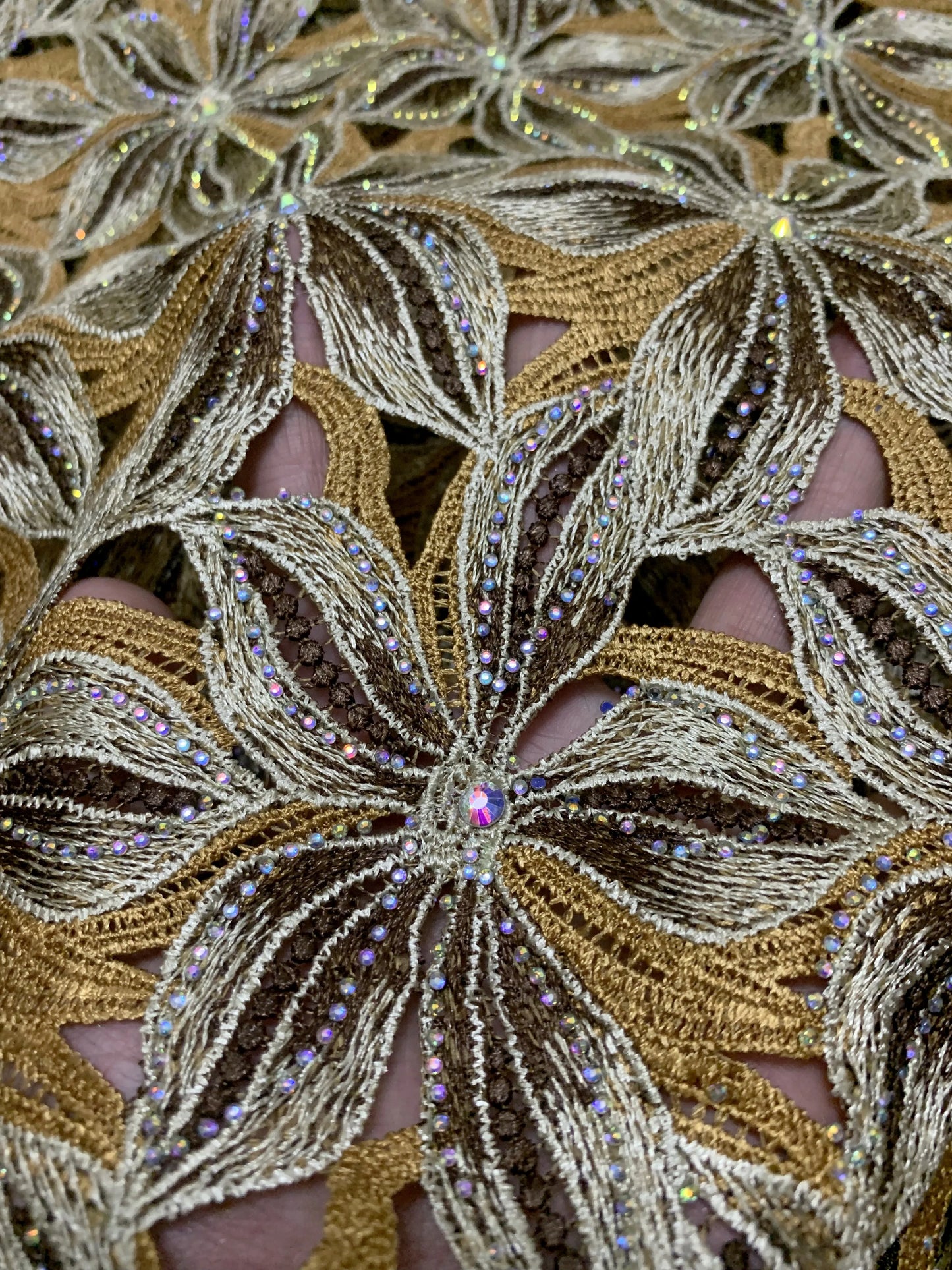 2025 Premium African Guipure Cord Lace with Crystal Nigerian Luxury Evening Dress Water Soluble Lace Fabric for Woman Asoebi