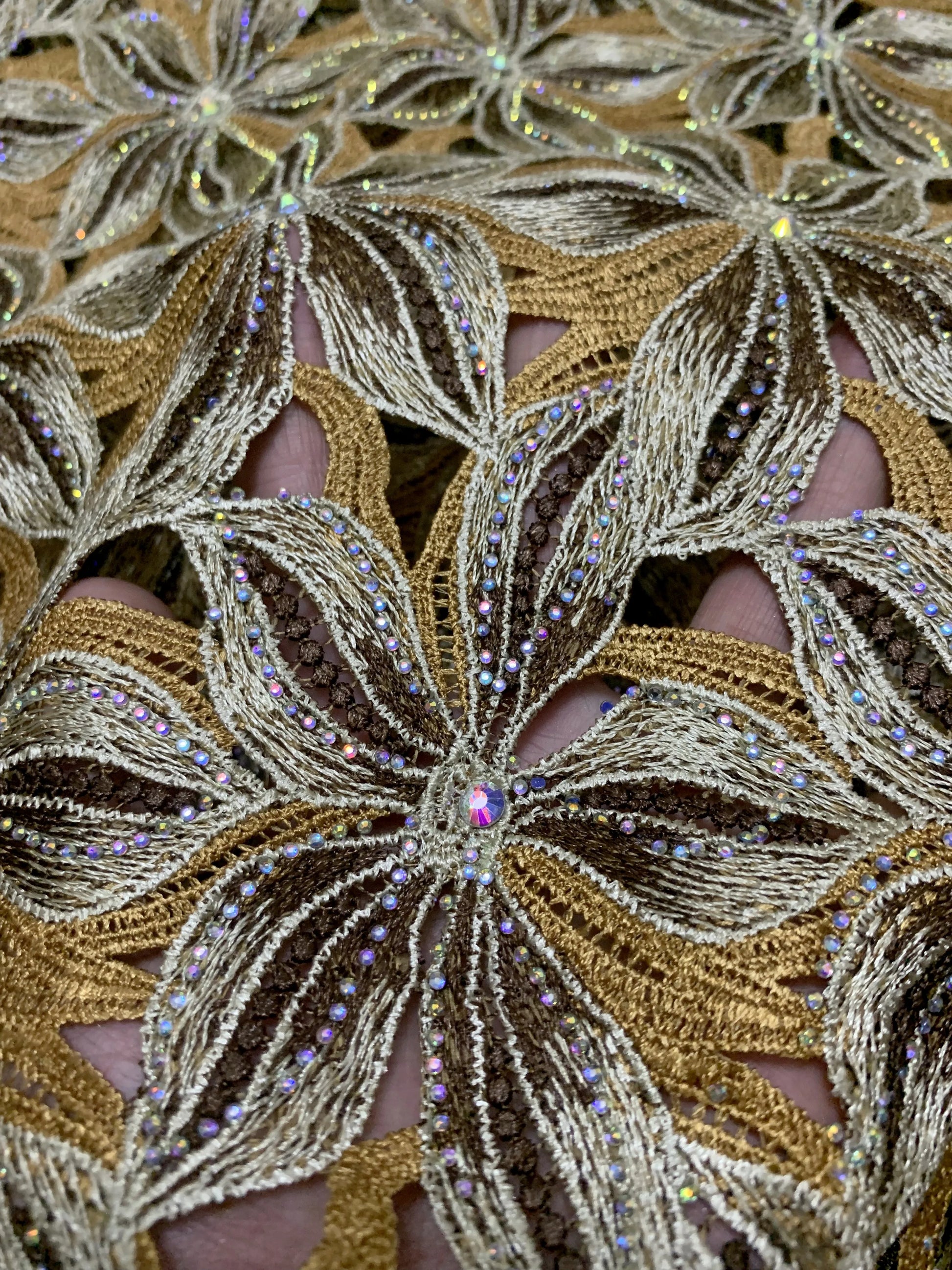 2025 Premium African Guipure Cord Lace with Crystal Nigerian Luxury Evening Dress Water Soluble Lace Fabric for Woman Asoebi