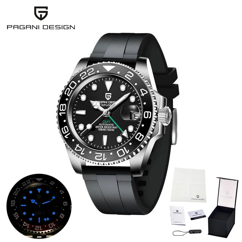 2025 New  Top Mechanical Automatic Watch Sports Rubber Diver Series Watch Luminous Date Display Watches for Man